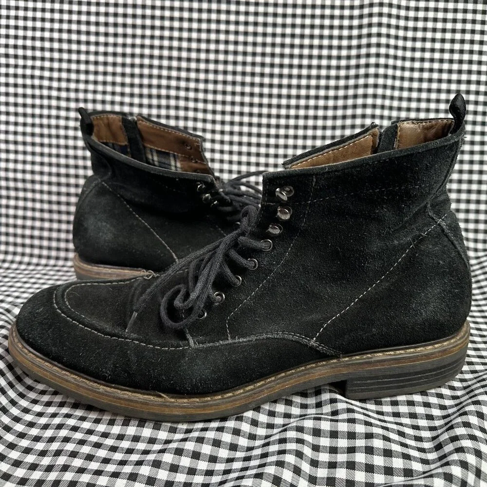 G.H. Bass Men's Reston Suede Black Lace Up Moc Toe Boots Size 11